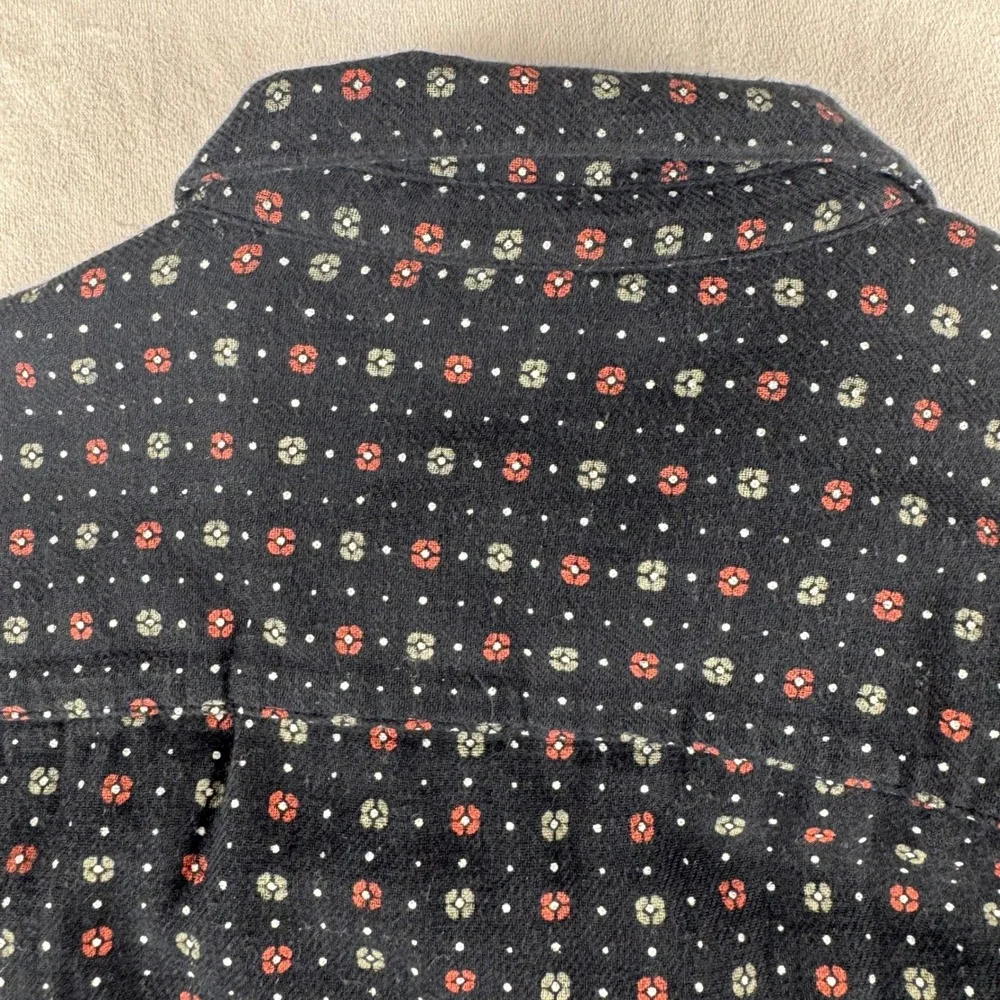 Madewell Womens Black Floral Polka Dot Flannel Button Down Shirt Size M